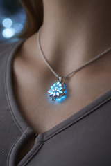 Women's Fashion Lotus Butterfly Pendant Necklace - Blue