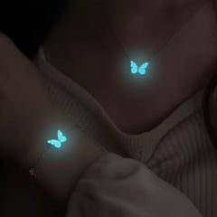 Luminous Butterfly Necklace and Bracelet Set