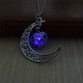 2026 Trendy Accessories Halloween Fluorescent Necklace Stone Pendant Luminous Moon Necklace